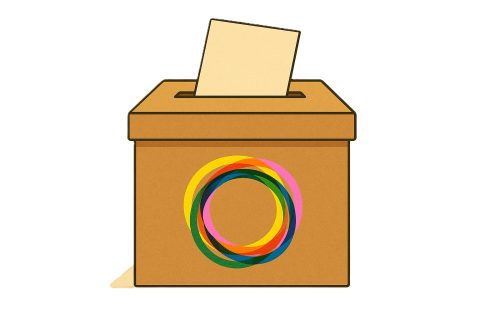 Community voting ballot box illustration