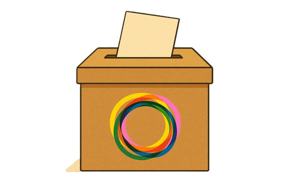 Community voting ballot box illustration